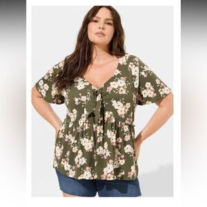 Heritage Jersey V-Neck Relaxed Tie Front Top